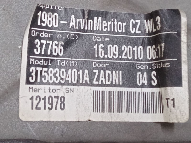 Recambio de elevalunas electrico trasero izquierdo para skoda superb ii station wagon (3t5) 2.0 tdi 16v referencia OEM IAM 8X095