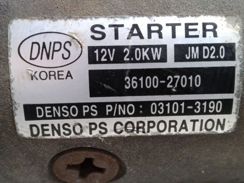 Recambio de motor arranque para hyundai tucson (jm) 2.0 crdi referencia OEM IAM 3610027010  