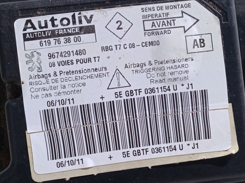 Recambio de centralita airbag para peugeot 308 i (4a_, 4c_) 1.6 hdi referencia OEM IAM 9674291480 619763800 