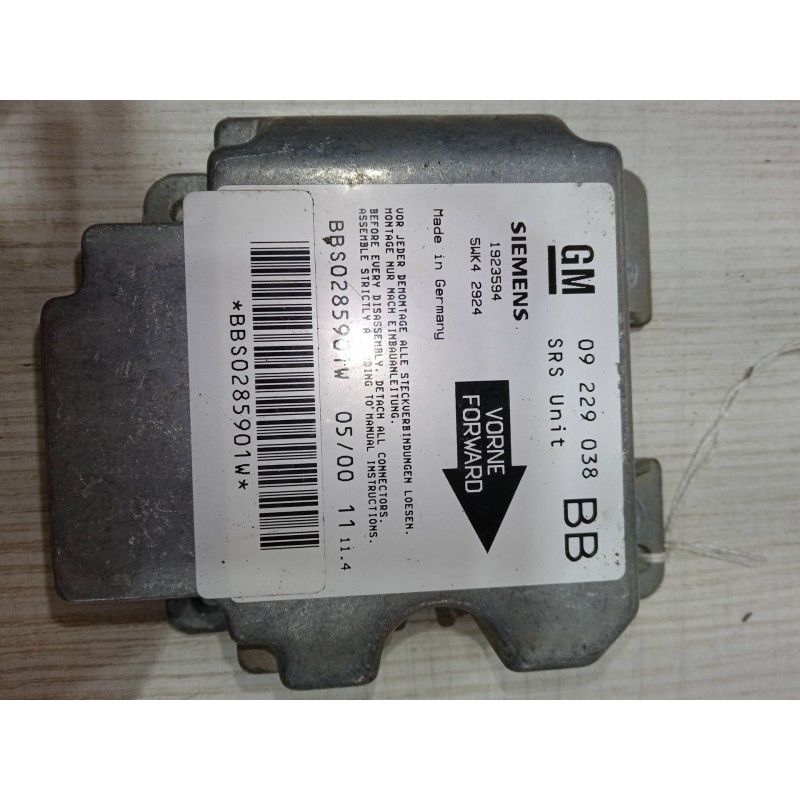 Recambio de centralita airbag para opel corsa b (s93) 1.0 i 12v (f08, f68, m68) referencia OEM IAM BBS0285091W 09 229 038 