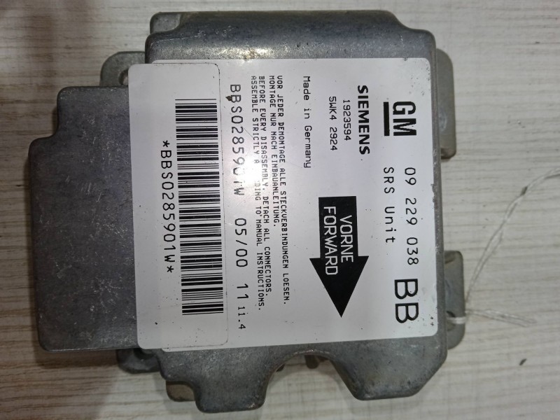 Recambio de centralita airbag para opel corsa b (s93) 1.0 i 12v (f08, f68, m68) referencia OEM IAM BBS0285091W 09 229 038 