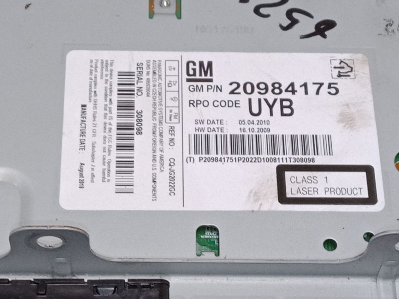 Recambio de radio cd para opel meriva b monospace (s10) 1.7 cdti (75) referencia OEM IAM   