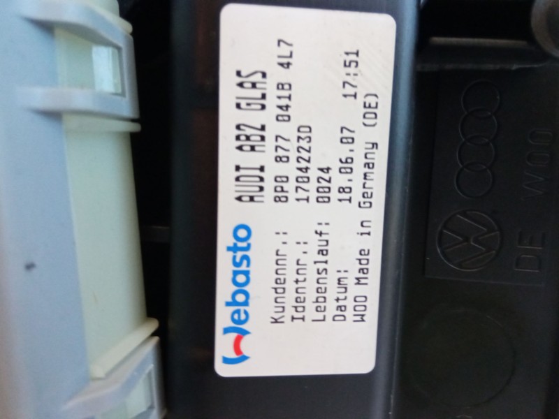 Recambio de techo electrico para audi a3 (8p1) 1.6 fsi referencia OEM IAM 4B0959591J 8P0877041B4LT 8P0877041B
