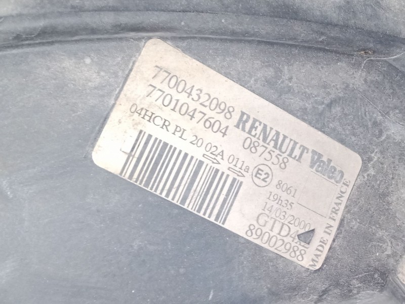 Recambio de faro izquierdo para renault scénic i monospace (ja0/1_, fa0_) 1.6 (ja00, ja16, ja15, ja19, ja1v, ja2b, ja2c, ja0b,..