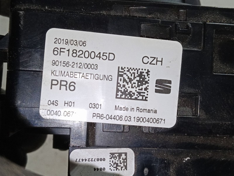 Recambio de mando calefaccion / a/a para seat ibiza v (kj1, kjg) 1.0 tsi referencia OEM IAM 6F1820045D  