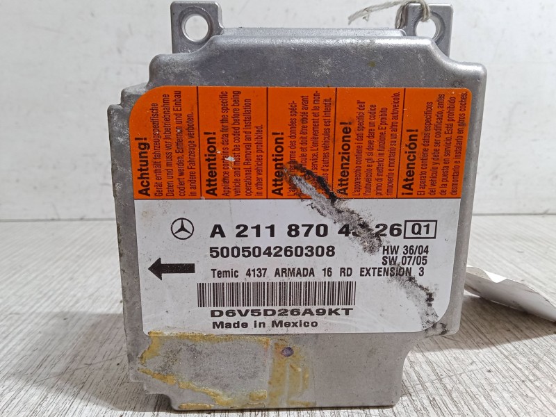 Recambio de centralita airbag para mercedes-benz clase e t-model (s211) e 200 t kompressor (211.242) referencia OEM IAM A2118704