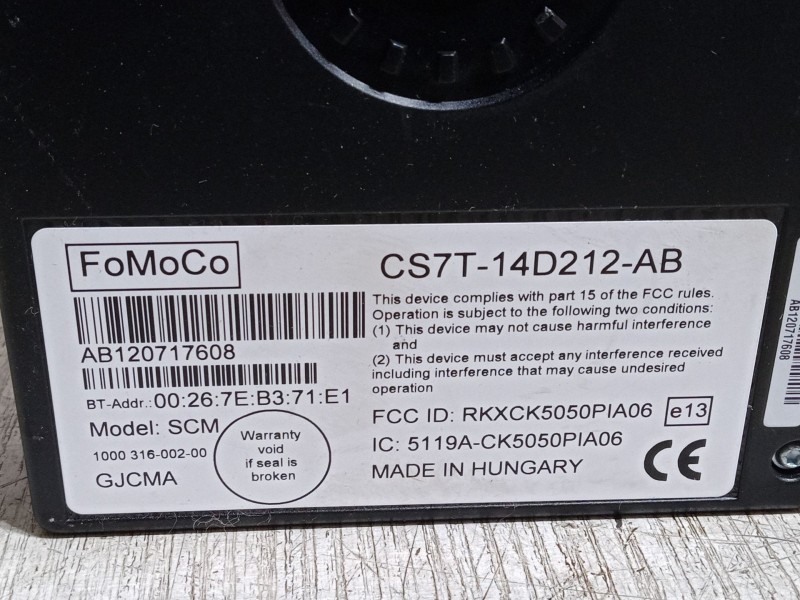 Recambio de centralita bluetooth para ford fiesta vi (cb1, ccn) 1.6 tdci referencia OEM IAM CS7T14D212AB  
