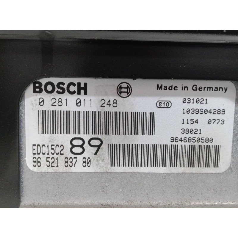 Recambio de centralita motor uce para peugeot 307 sw (3h) 2.0 hdi 110 referencia OEM IAM 9652183780EDC15C289. 0281011248 9646850