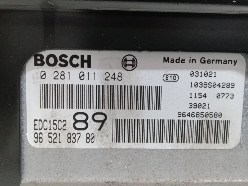 Recambio de centralita motor uce para peugeot 307 sw (3h) 2.0 hdi 110 referencia OEM IAM 9652183780EDC15C289. 0281011248 9646850