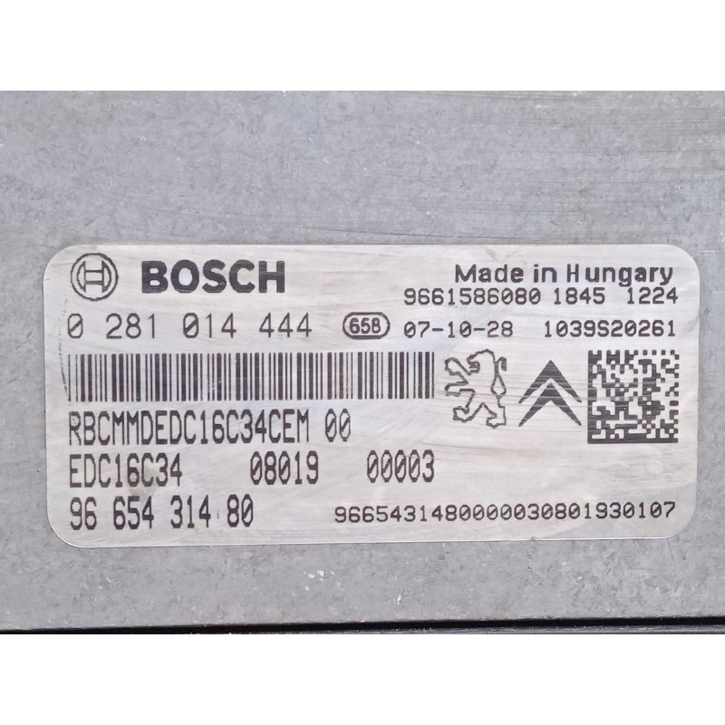 Recambio de centralita motor uce para peugeot bipper (aa_) 1.4 hdi referencia OEM IAM 9661586080 9665431480 EDC16C34 0281014444