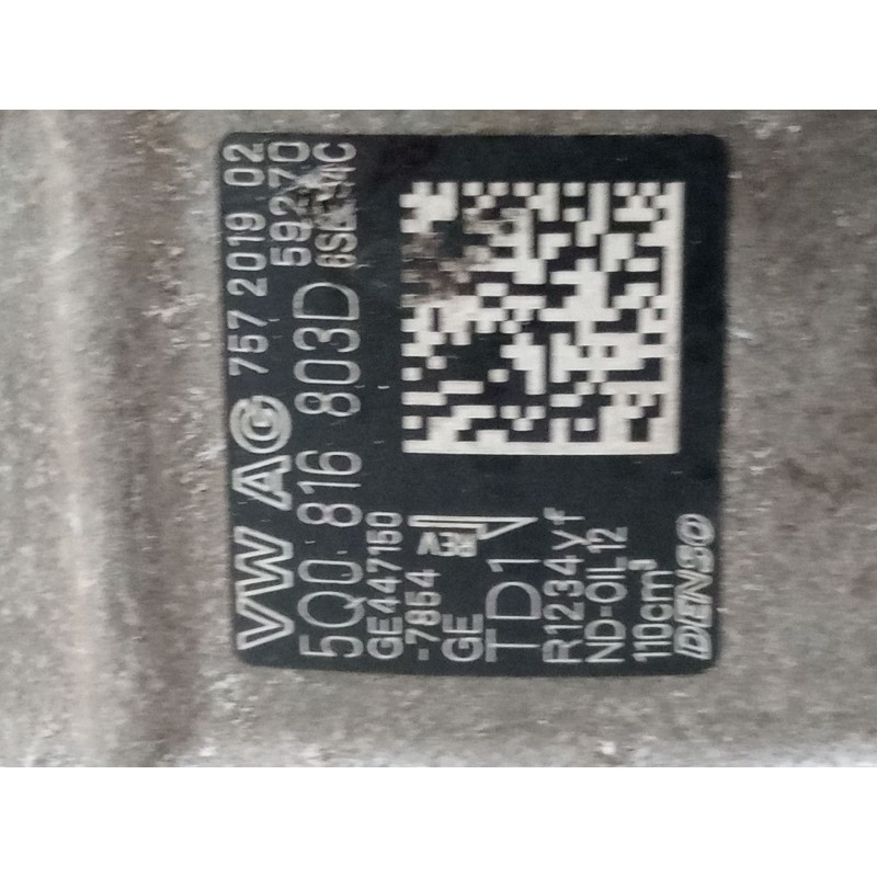 Recambio de compresor a/a para seat ibiza v (kj1, kjg) 1.0 tsi referencia OEM IAM 5Q0816803D  