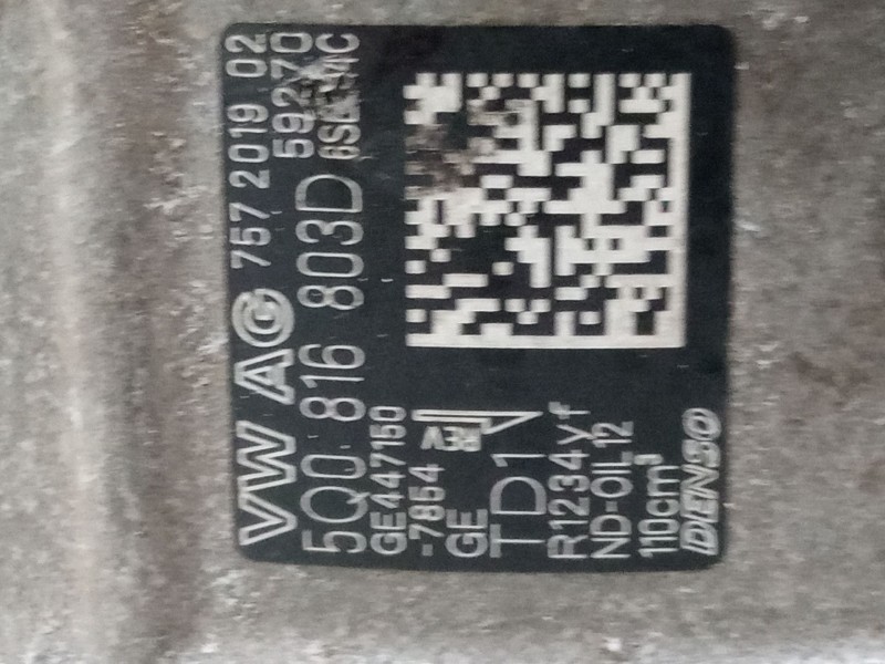 Recambio de compresor a/a para seat ibiza v (kj1, kjg) 1.0 tsi referencia OEM IAM 5Q0816803D  