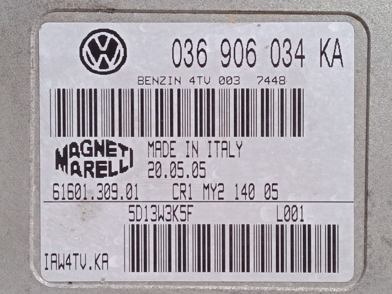 Recambio de centralita motor uce para volkswagen polo iv sedán (9a4, 9a2, 9n2, 9a6) 1.4 referencia OEM IAM 036906034KA IAW4TV.KA