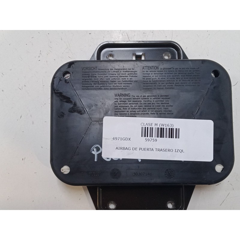 Recambio de airbag de puerta trasero izquierdo para mercedes-benz clase m (w163) ml 400 cdi (163.128) referencia OEM IAM   