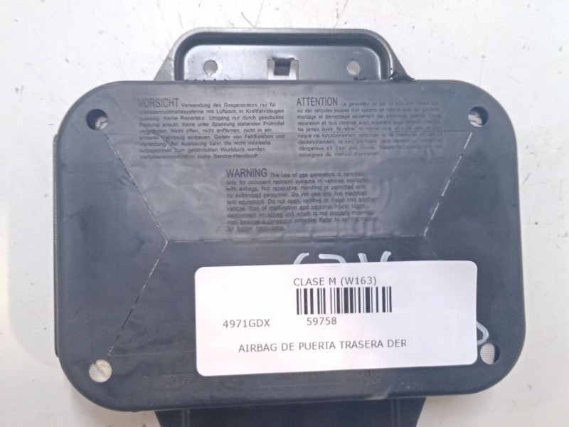 Recambio de airbag de puerta trasera derecha para mercedes-benz clase m (w163) ml 400 cdi (163.128) referencia OEM IAM   