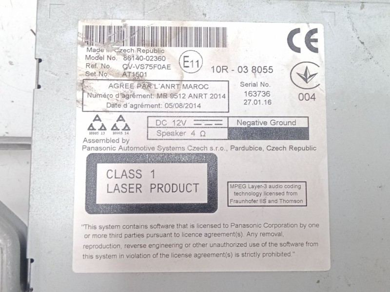 Recambio de pantalla multifuncion para toyota auris (_e18_) 1.8 hybrid (zwe186_) referencia OEM IAM 8614002360  10R038055