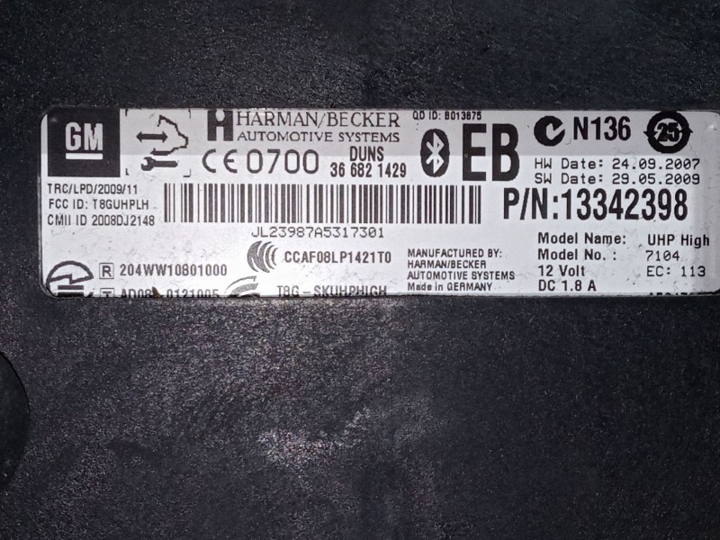 Recambio de centralita bluetooth para opel astra j (p10) 1.7 cdti (68) referencia OEM IAM 13342398  