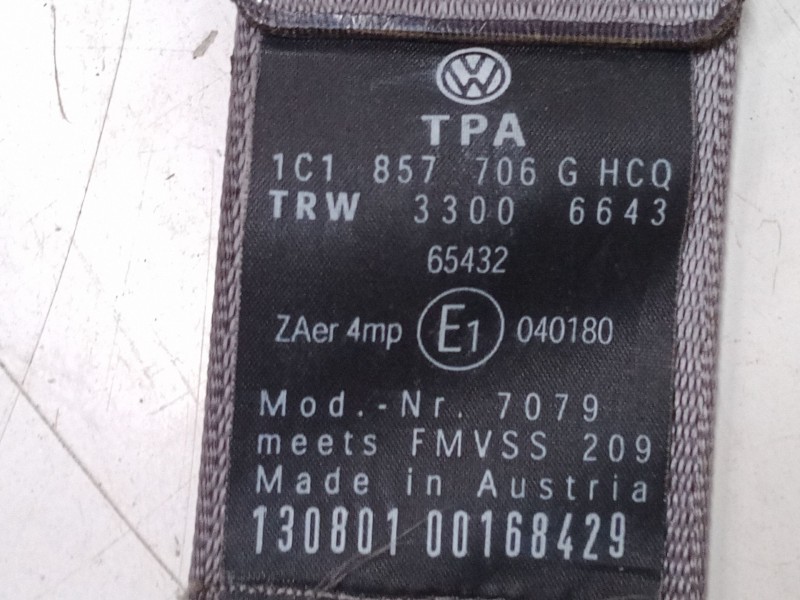 Recambio de cinturon seguridad delantero derecho para volkswagen new beetle (9c1, 1c1) 1.9 tdi referencia OEM IAM   
