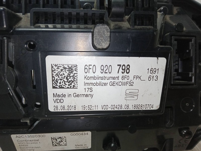 Recambio de cuadro instrumentos para seat ibiza v (kj1, kjg) 1.6 tdi referencia OEM IAM 6F0920798  