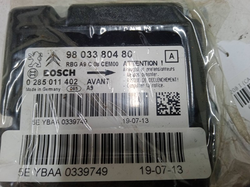 Recambio de centralita airbag para peugeot 208 i (ca_, cc_) 1.2 vti 82 referencia OEM IAM 9803380480  