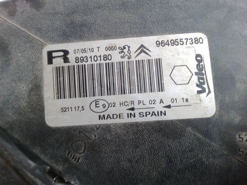 Recambio de faro derecho para citroën xsara picasso (n68) 1.6 hdi referencia OEM IAM 9649557380  