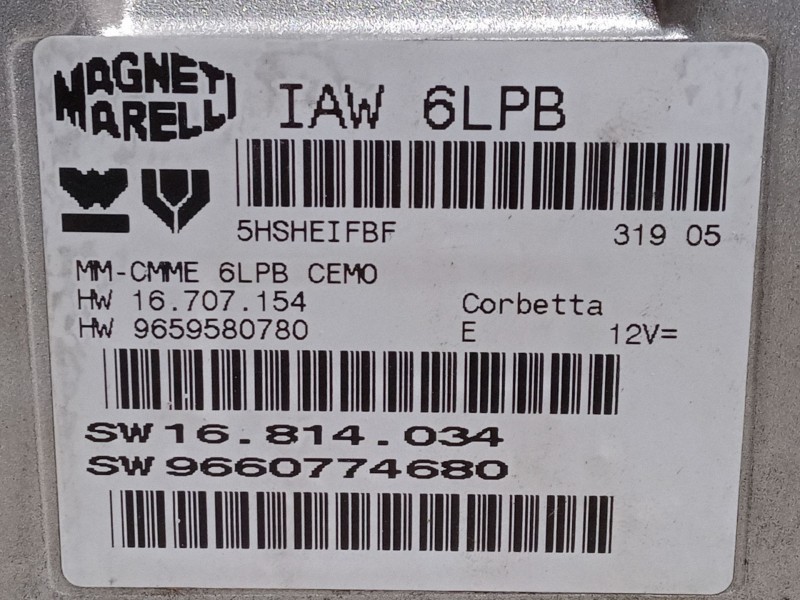 Recambio de centralita motor uce para peugeot 307 cc (3b) 2.0 16v referencia OEM IAM 9660774680  