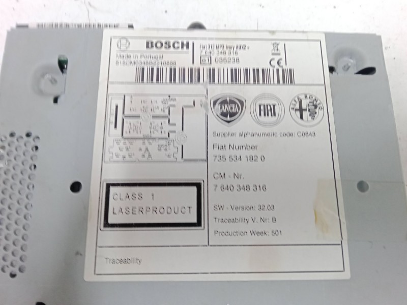 Recambio de radio cd para fiat 500 (312_) 1.2 (312axa1a) referencia OEM IAM 7355341820  