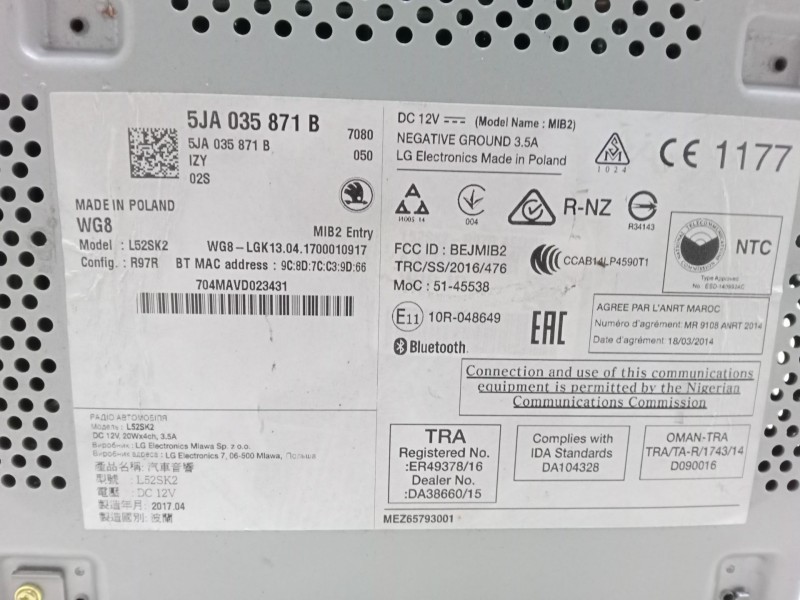 Recambio de radio cd para skoda rapid (nh3, nk3, nk6) 1.6 tdi referencia OEM IAM 5JA035871B   Recambio de radio cd para skoda rapid (nh3, nk3, nk6) 1.6 tdi referencia OEM IAM 5JA035871B