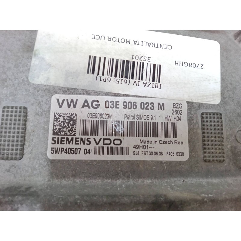 Recambio de centralita motor uce para seat ibiza iv (6j5, 6p1) 1.2 referencia OEM IAM 03E906023M  5WP4050704