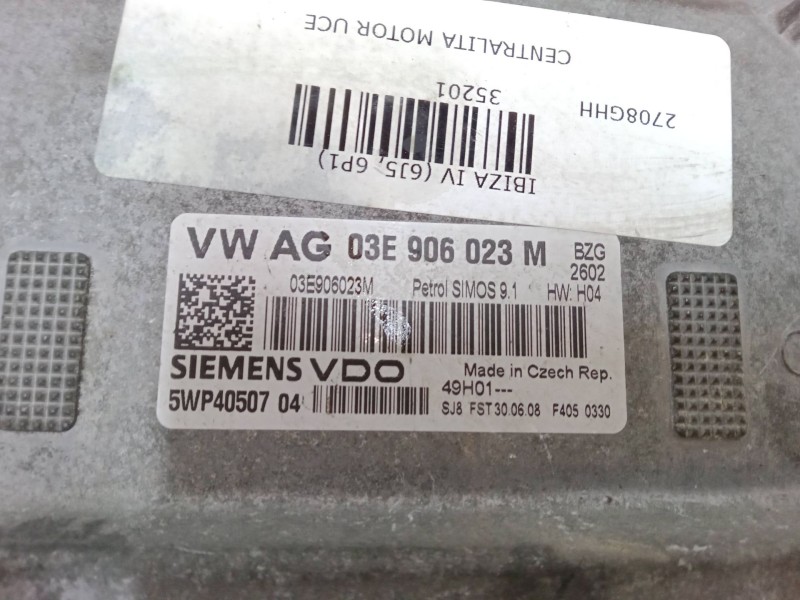 Recambio de centralita motor uce para seat ibiza iv (6j5, 6p1) 1.2 referencia OEM IAM 03E906023M  5WP4050704