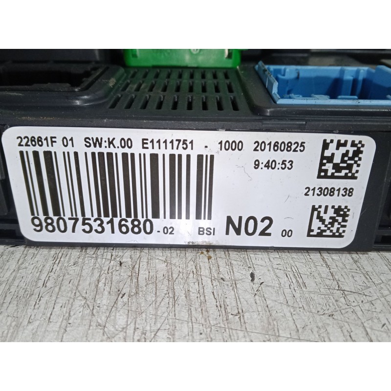 Recambio de bsi para citroën c4 cactus 1.2 thp 110 referencia OEM IAM 9807531680  9807531680 / BSI N02 / 22661F