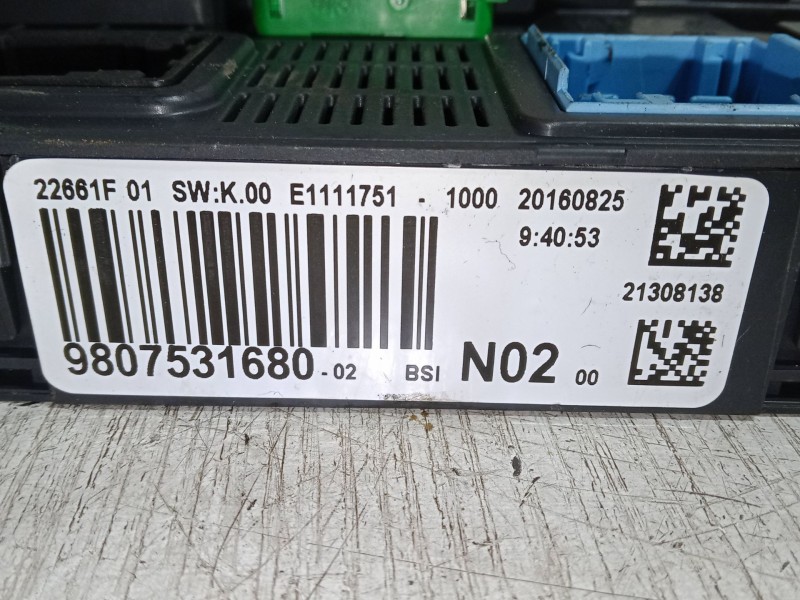 Recambio de bsi para citroën c4 cactus 1.2 thp 110 referencia OEM IAM 9807531680  9807531680 / BSI N02 / 22661F