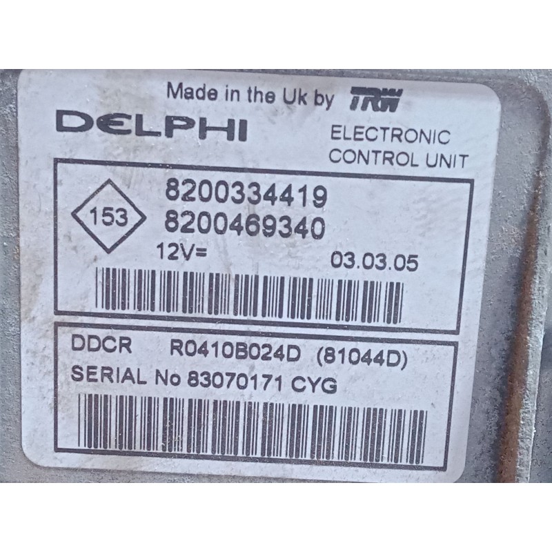 Recambio de centralita motor uce para renault scénic ii (jm0/1_) 1.5 dci (jm02, jm13) referencia OEM IAM 8200334419  