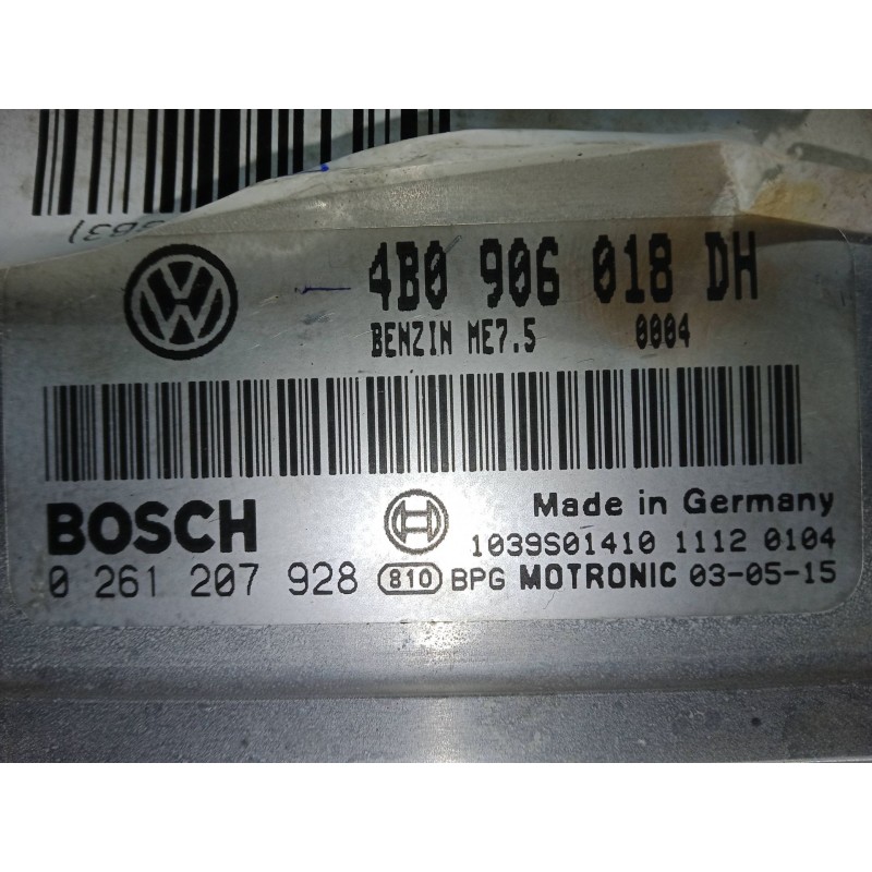 Recambio de centralita motor uce para volkswagen passat b5.5 (3b3) 1.8 t 20v referencia OEM IAM 4B0906018DH  0261207928 Recambio de centralita motor uce para volkswagen passat b5.5 (3b3) 1.8 t 20v referencia OEM IAM 4B0906018DH  0261207928