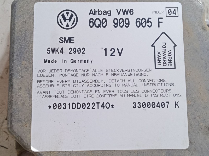 Recambio de centralita airbag para volkswagen golf iv (1j1) 1.8 t referencia OEM IAM 6Q0909605F  
