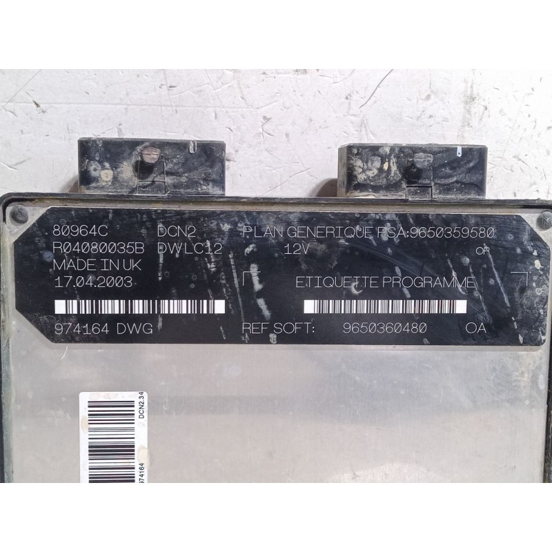 Recambio de centralita motor uce para peugeot partner furgoneta/monovolumen (5_, g_) 1.9 d referencia OEM IAM 9650359580  