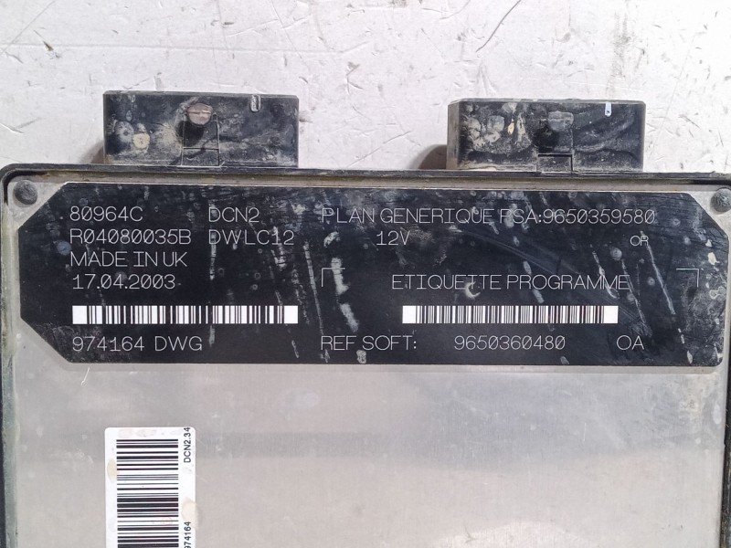 Recambio de centralita motor uce para peugeot partner furgoneta/monovolumen (5_, g_) 1.9 d referencia OEM IAM 9650359580  