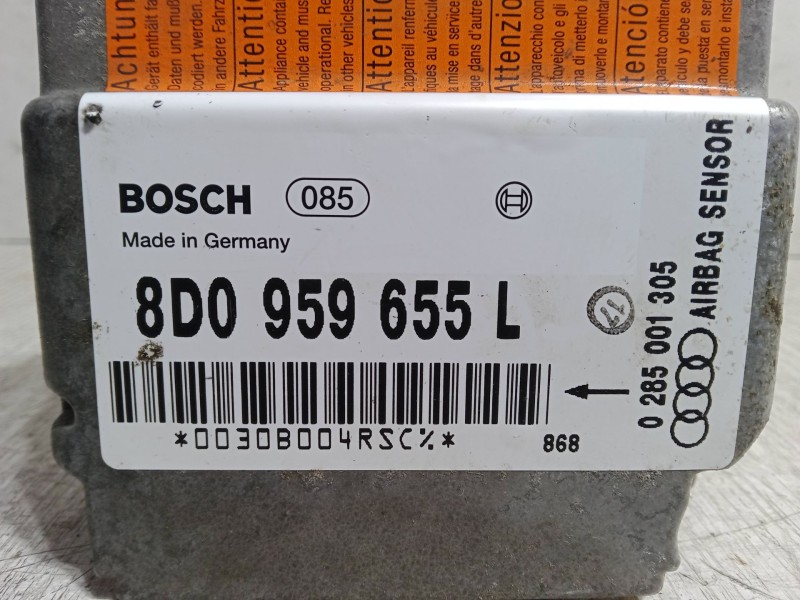 Recambio de centralita airbag para audi a4 b5 (8d2) 1.8 referencia OEM IAM 8D0959655L  0285001305 Recambio de centralita airbag para audi a4 b5 (8d2) 1.8 referencia OEM IAM 8D0959655L  0285001305
