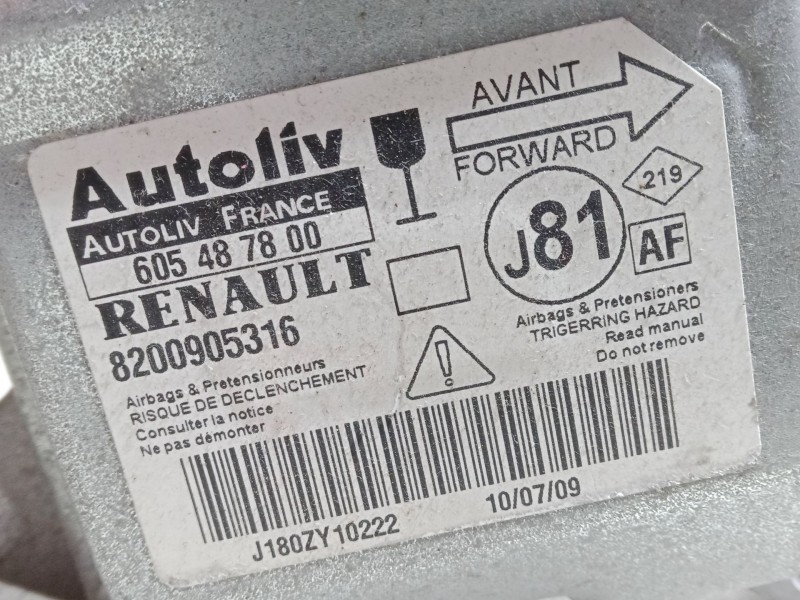 Recambio de centralita airbag para renault espace iv (jk0/1_) 2.0 dci (jk01, jk02, jk1j, jk1k, jk1h) referencia OEM IAM 82009053