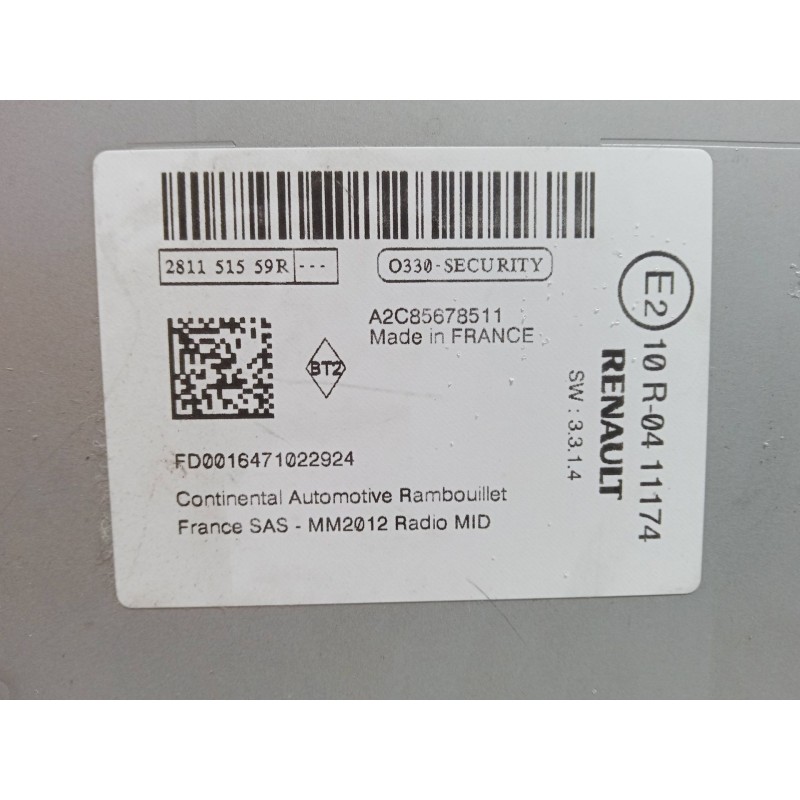 Recambio de pantalla para renault clio iv (bh_) 0.9 tce 90 referencia OEM IAM 281151559R COMPLETO SISTEMA NAVEGACION GPS 2591539