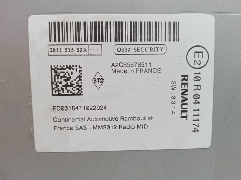 Recambio de pantalla para renault clio iv (bh_) 0.9 tce 90 referencia OEM IAM 281151559R COMPLETO SISTEMA NAVEGACION GPS 2591539