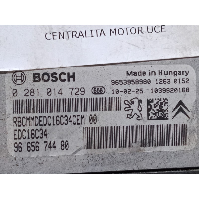 Recambio de centralita motor uce para citroën c4 picasso i monospace (ud_) 1.6 hdi referencia OEM IAM 9665674480 0281014729 9653