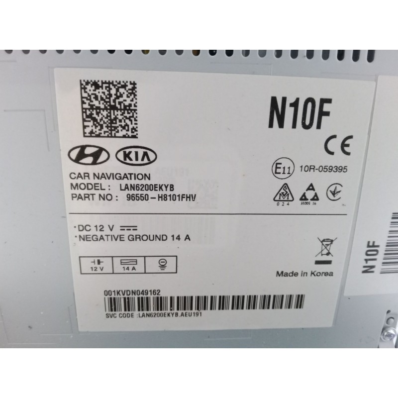 Recambio de sistema navegacion gps para kia rio iv (yb, sc, fb) 1.0 t-gdi 100 referencia OEM IAM 96550H8100FHV  