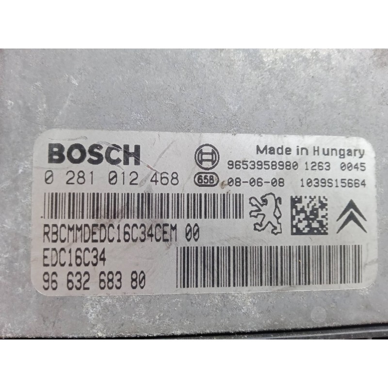 Recambio de centralita motor uce para citroën xsara picasso (n68) 1.6 hdi referencia OEM IAM 0281012468 EDC16C34 9663268380