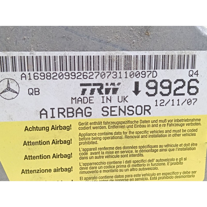 Recambio de centralita airbag para mercedes-benz clase a (w169) a 150 (169.031, 169.331) referencia OEM IAM A1698209926270731100