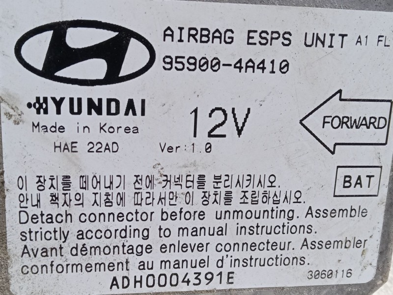 Recambio de centralita airbag para hyundai h-1 / starex autobús (a1) 2.5 crdi referencia OEM IAM 959004A410  