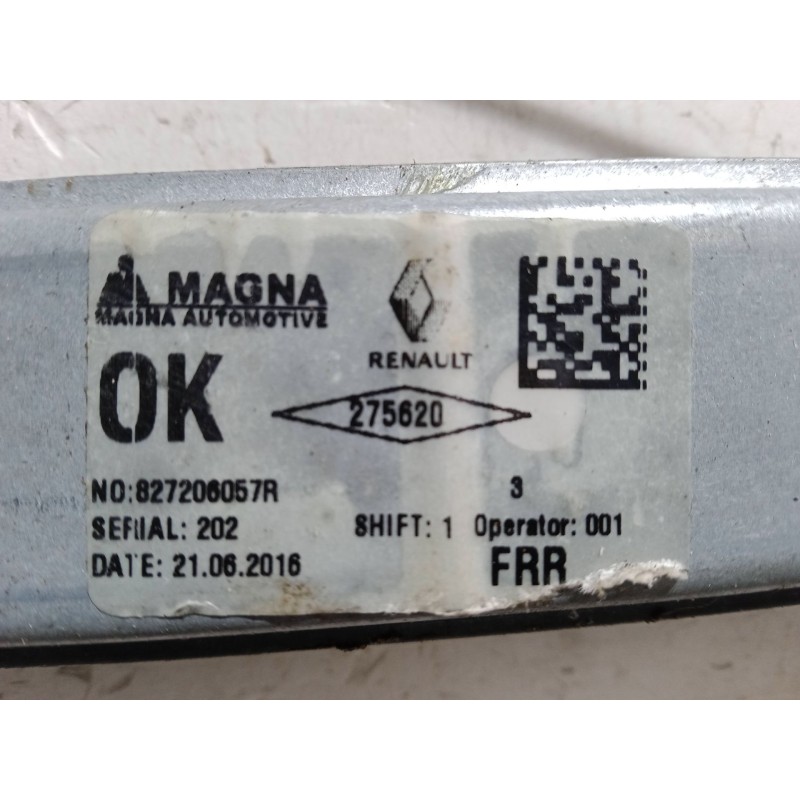 Recambio de elevalunas electrico trasero derecho para dacia sandero ii tce 90 (b8m1, b8ma) referencia OEM IAM 827206057R  