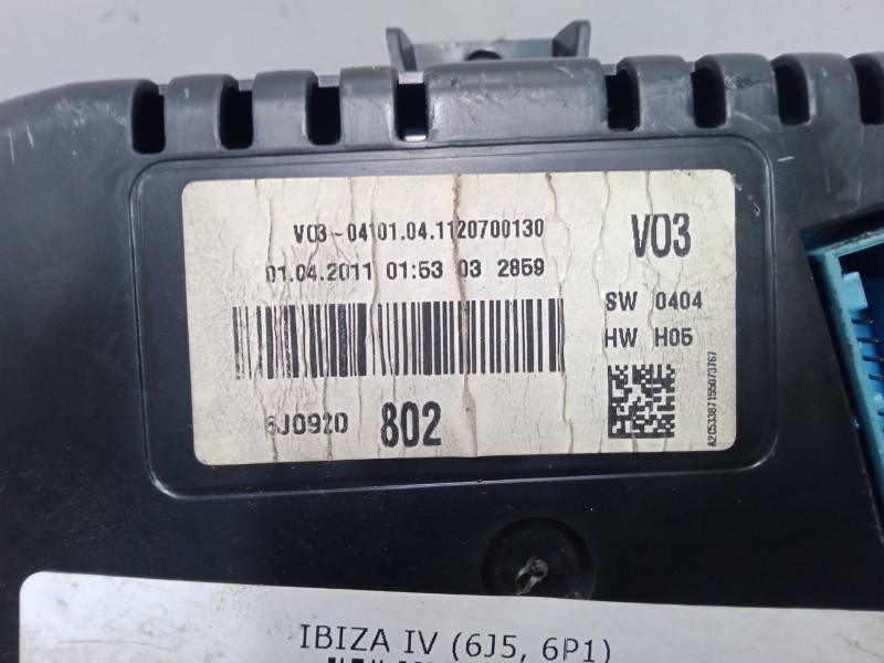 Recambio de cuadro instrumentos para seat ibiza iv (6j5, 6p1) 1.4 referencia OEM IAM    Recambio de cuadro instrumentos para seat ibiza iv (6j5, 6p1) 1.4 referencia OEM IAM