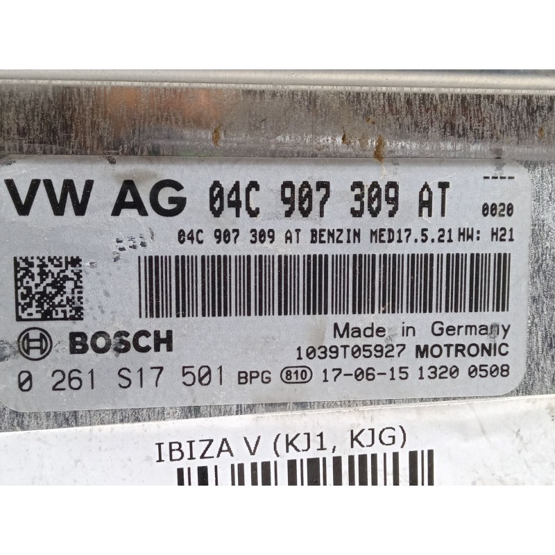 Recambio de centralita motor uce para seat ibiza v (kj1, kjg) 1.0 tsi referencia OEM IAM 04C907309AT  0261S17501