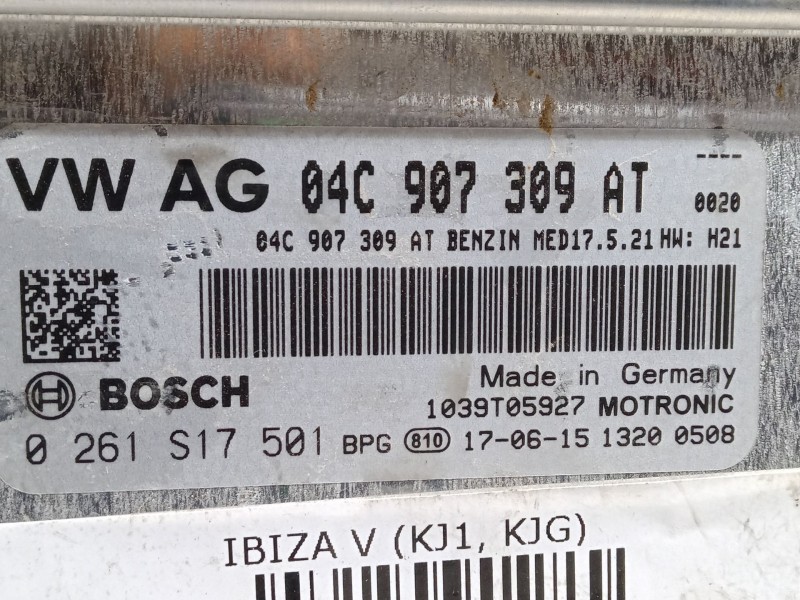 Recambio de centralita motor uce para seat ibiza v (kj1, kjg) 1.0 tsi referencia OEM IAM 04C907309AT  0261S17501